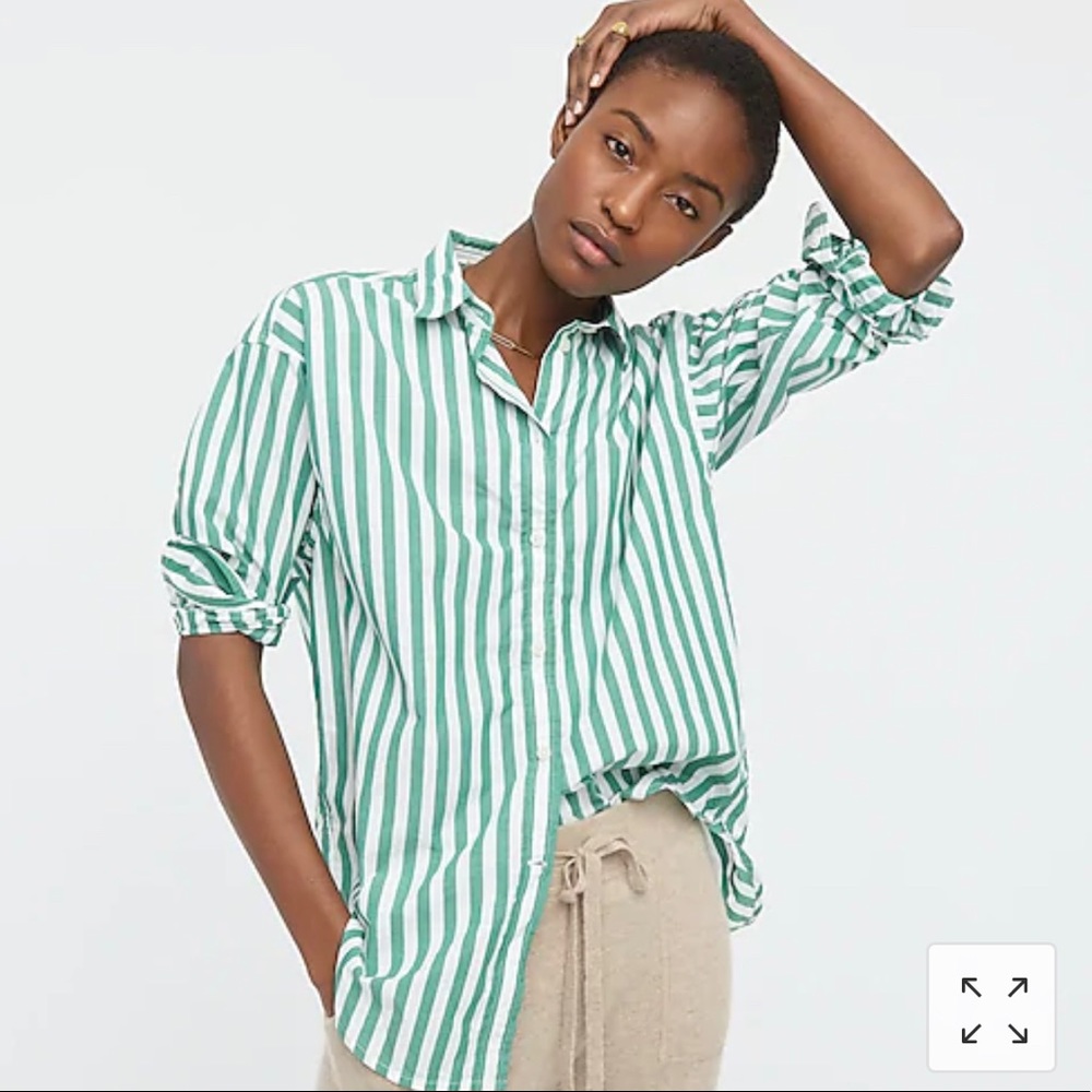 J.Crew Relaxed Fit Crisp Cotton Popover Top AW724